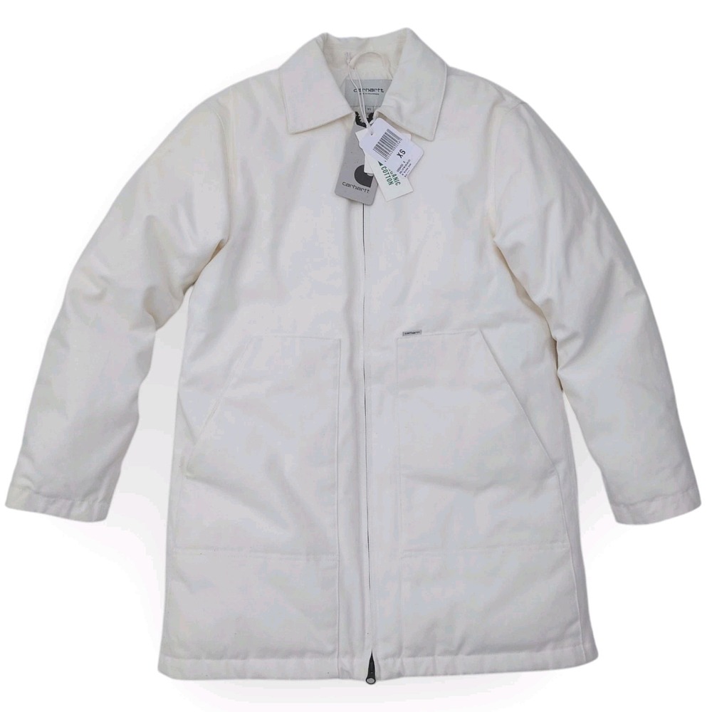 Carhartt WIP Brooke Coat Wax Womens XS White Puffer Lined Canvas Jacket 1028430